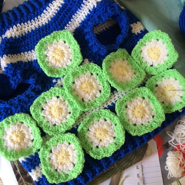 Starting to place the granny squares