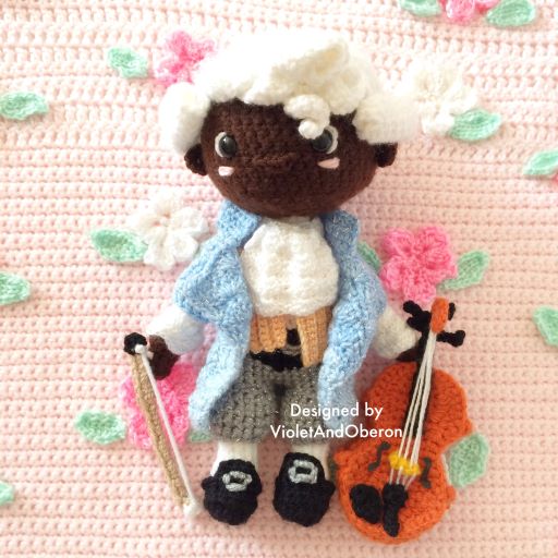 Fully completed amigurumi of Joseph Bologne